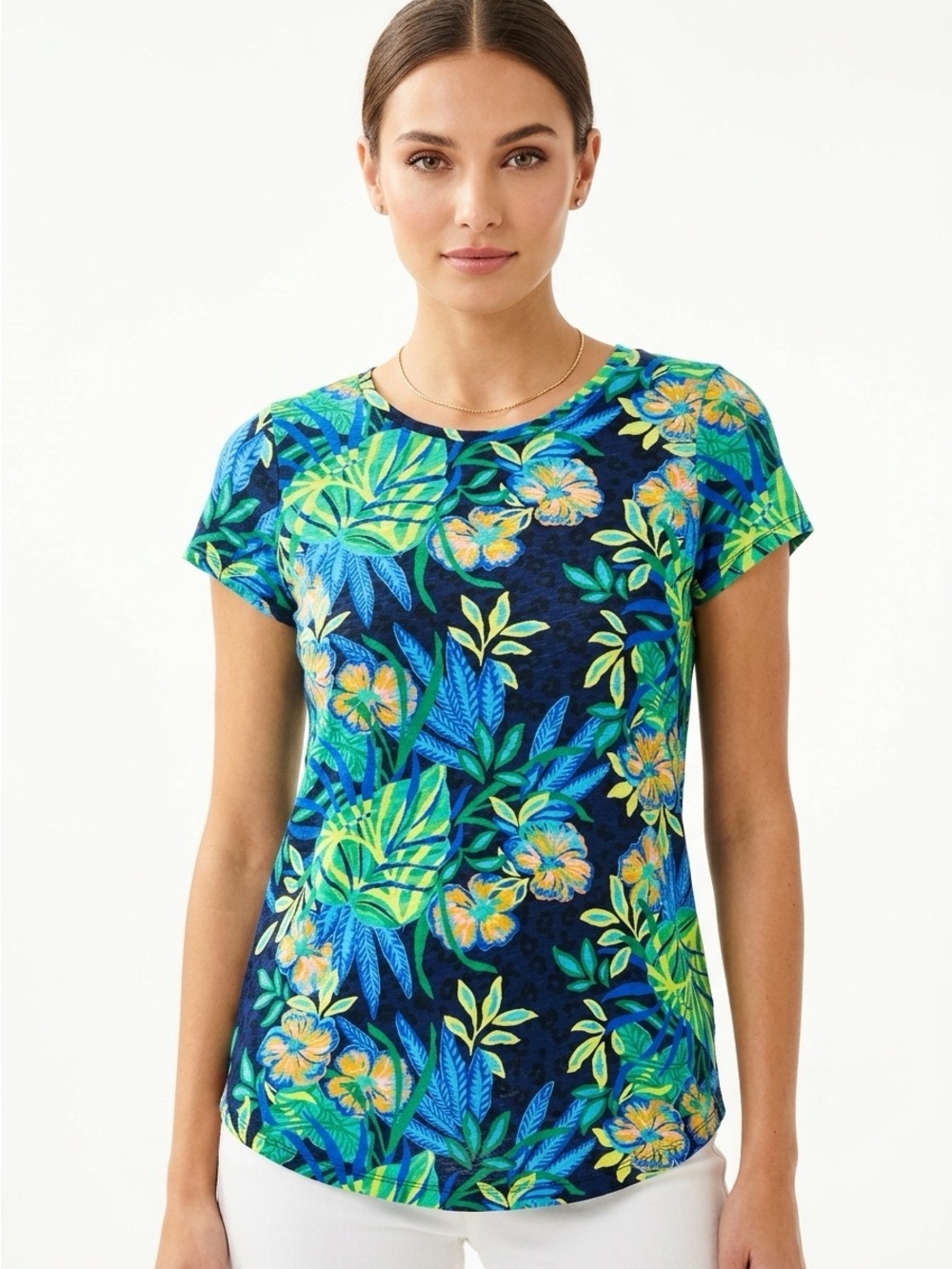 Lilly Pulitzer Small Floral Tropical Short Sleeve T-Shirt Multicolor